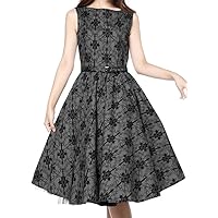 (XS, SM, MD, LG, XL or XXL) Date Night - Red w Black Print 30s 40s Cotton Retro Pin-up Swing Dress