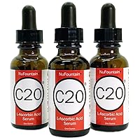 C20 3-pack. HAND CRAFTED 3 1-Ounce Bottles of 20% L-Ascorbic Acid C Serum