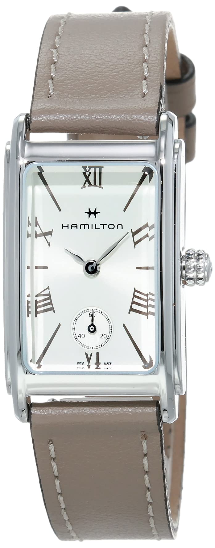 Hamilton Watch American Classic Ardmore Swiss Quartz Watch 18.7mm x 27mm Case, Silver Dial, Beige Leather Strap (Model: H11221514)