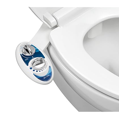 LUXE Bidet NEO 120 - Self-Cleaning Nozzle, Fresh Water Non-Electric Bidet Attachment for Toilet Seat, Adjustable Water Pressure, Rear Wash (Blue)