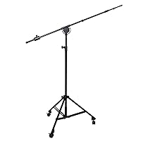 LyxPro Professional Microphone Stand Heavy Duty 90” Studio Overhead Boom Stand with Rolling Caster Wheels, 87” Extra Long Telescoping Arm Mount, Foldable Tripod Legs & Adjustable Counterweight