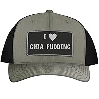 I Heart Love Chia Pudding - Leather Black Patch Engraved Trucker Hat