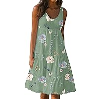 Trendy Plus Size Sleeveless Sundress Casual Summer Sexy Off The Shoulder Midi Dress Elegant Floral Swing Beach Dress