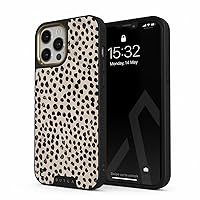BURGA Elite Phone Case Compatible with iPhone 12 PRO - Black Polka Dots Nude Almond Latte - Cute But Tough with CloudGuard 2-in-1 Defense System - iPhone 12 PRO Protective Scratch-Resistant Hard Case
