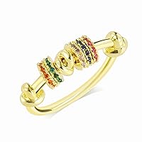 14K Gold Plated Knot Rings Simulated Diamond CZ Spin Circle Design Finger Knuckle Ring， Thin Tail Ring For Women Girls