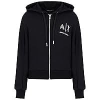 A｜X ARMANI EXCHANGE Women's Metallic Logo Zip Up Hooded Sweatshirt