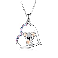 925 Sterling Silver Animal Necklace for Women: Cute Kitten Sloth Koala Cow Animal Pendant for Teens Girls Animal Jewelry Gift for Daughter Granddaughter