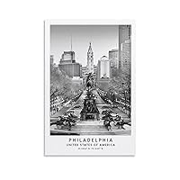 Travel Poster Philadelphia Poster USA City Map Living Room Wall Decor Poster Canvas Painting Wall Art Poster for Bedroom Living Room Decor 12x18inch(30x45cm) Unframe-style