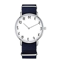 Hindi Numerals White Design Nylon Watch for Men and Women, Hindu Numbers Theme Unisex Wristwatch, Minimalist Lover Gift Idea