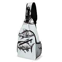 Chest Bag Sling Bag for Men Women Sketch Fish Sport Sling Backpack Lightweight Shoulder Bag for Travel