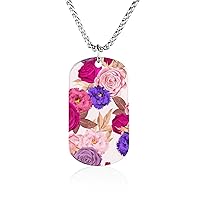 Colored Roses Necklace Custom Memorial Necklace Personalized Photo Pendant Jewelry for Women Men