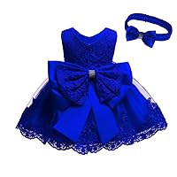 Baby Girls Dress Christening Baptism Party Formal Dress with Headwear