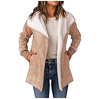 Womens Winter Coats 2023 Trendy Fleece Lined Fuzzy Zip Up Hoodie Puffy Suede Jacket Fleece Jacket with Pockets