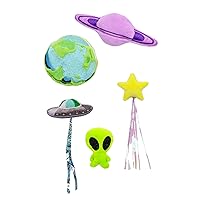 NEON Cosmic Cat Toys: 5pc Catnip Cat Toy Set (Alien, Earth, Saturn, Shooting Star, UFO)