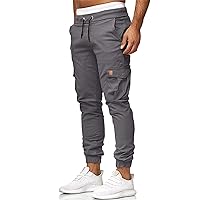 Mens Cargo Pants,Solid Skinny Fit Lightweight Breathable Trousers Quick Dry Active Flex Waist Pull On Sweatpants