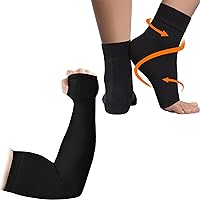KEMFORD Ankle Compression Sleeve, Plantar Fasciitis Braces and Arm Sleeves for Men and Women - Bundle