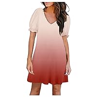 Dresses for Women 2024 Summer Casual Fashion Solid Color V-Neck Petal Sleeve Short Sleeve Pocket Dress