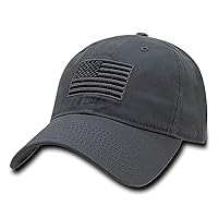 Rapid Dominance American Flag Embroidered Washed Cotton Baseball Cap - Dark Grey