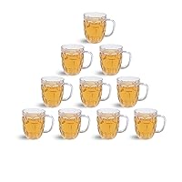 Mini Plastic Beer Mugs, 8 oz Dimple Stein German Beer Mug , Clear, Unbreakable, BPA Free, Small Cups Suitable for Kids (Set of 10)