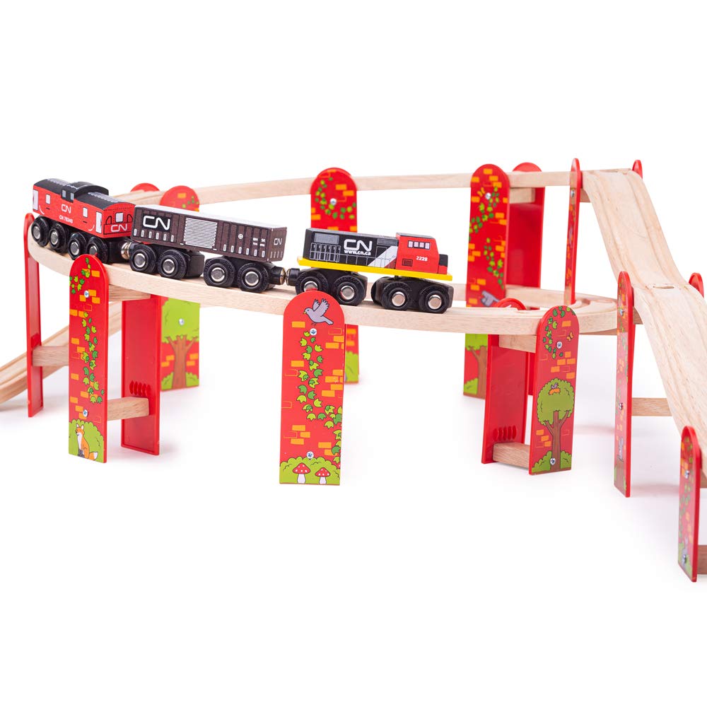 Bigjigs Rail, High Level Train Track Expansion Pack, Wooden Toys, Bigjigs Train Accessories, Wooden Train Track, Train Toys, Wooden Toys for 3 4 5 Year Olds