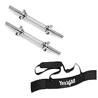 Yes4All Pair of Threaded Dumbbell Handles 14 Inch, Fit 1” Plates, Weightlifting Accessories, Bar Connector - Multiple Options