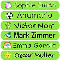 50 Custom Stickers with Name to Mark Objects. Adhesive Waterproof Labels for Kids to tag Their Books, Toys, School Stationery, Lunch Boxes and Much More. Size 2.3 x 0.4 in