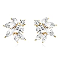 Rhinestone Cluster Stud Earrings Elegant Small Marquise Crystal Wedding Earrings for Brides Bridemaids Party Prom Costume Earrings for Women Girls