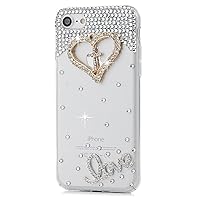 STENES Sparkle Phone Case Compatible with Google Pixel XL [Stylish] 3D Handmade Bling Golden Cross Heart Silver Crystal Love Crystal Diamond Design Girls Women Cover - Clear