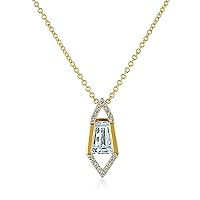 Kobelli Elongated Tapered Hexagon Diamond Pendant Necklace 18K Yellow Gold Adjustable 18