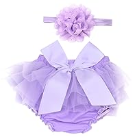ACSUSS Newborn Infant Baby Girls Ruffled Bloomer Diaper Covers Photo Shoot Photography Props with Headband Baby Outfits