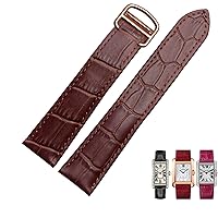 Watchband Genuine Leather Watch Strap 1617/18/20/22/23/24/25mm Bracelet For Men/Woman Replace Watchbands For Cartier Tank Solo (Color : 10mm Gold Clasp, Size : 17mm)