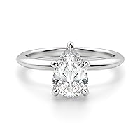 2 CT Pear Colorless Moissanite Engagement Ring for Women/Her, Wedding Bridal Ring Set Eternity Sterling Silver Solid Gold Diamond Solitaire 4-Prong Set Ring