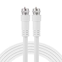 GE RG6 Coaxial Cable, 6 ft. F-Type Connectors, Double Shielded Coax, Input Output, Low Loss Coax, Ideal for TV Antenna, DVR, VCR, Satellite Receiver, Cable Box, Home Theater, White, 33602