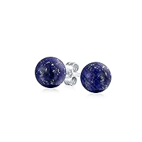 Classic Simple 6MM Circle Design Gemstone Round Ball Stud Earrings for Women Teens .925 Sterling Silver with a Variety of Birthstone Options