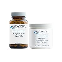 Metabolic Maintenance Pediatric Vitamin Powder + Magnesium Glycinate - Kids Vitamins with Vitamin D, B12 Vitamins and More, and Vitamin C Supplement for Muscle & Nerve Function (228 Grams,180 Caps)