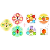 6 PCS Suction Cup Spinner Toys(3 Farm+3 POP) for Infant and Toddlers