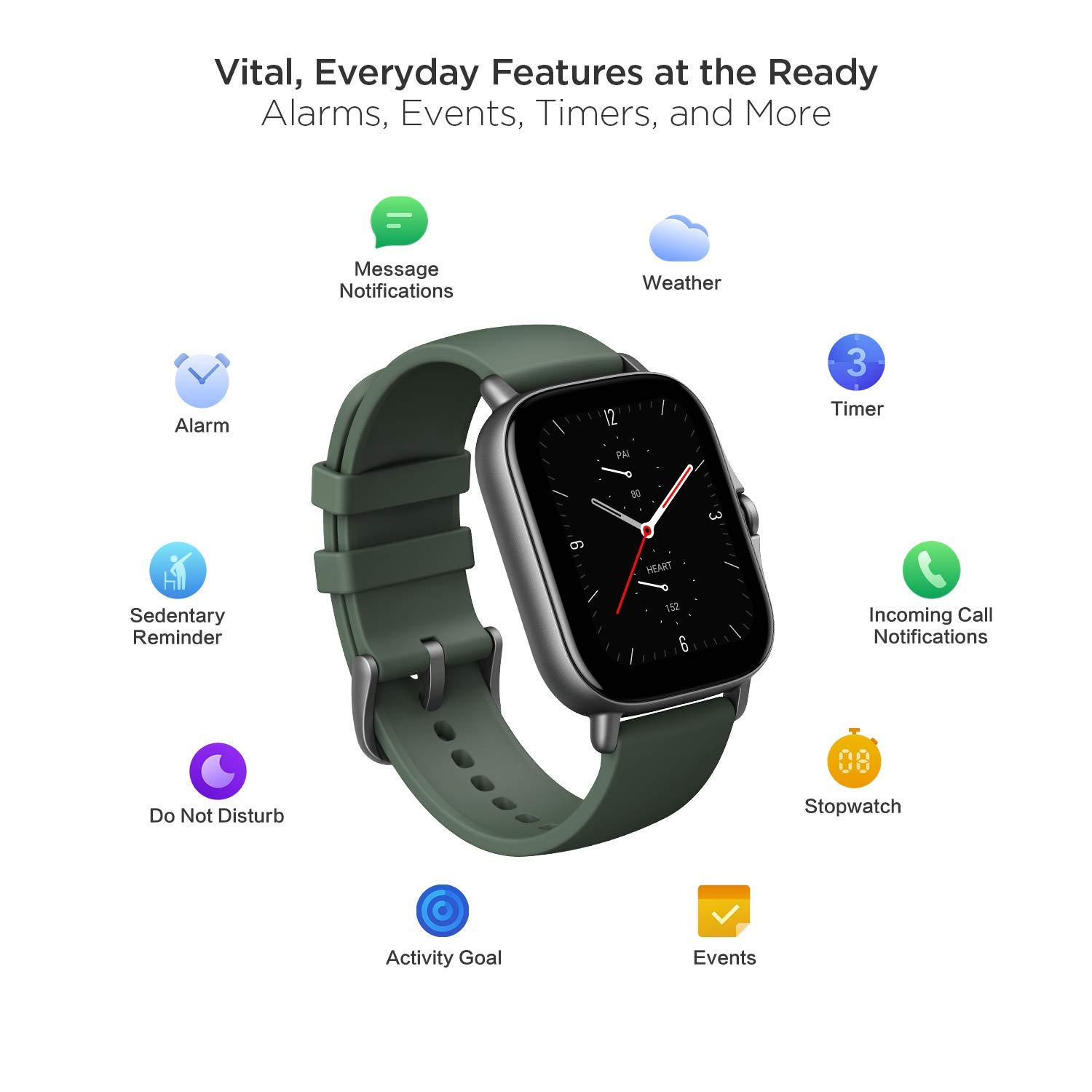 Amazfit GTS 2e Smart Watch for Men,14 Day Battery Life, Alexa Built-In, GPS, Health Fitness Tracker, Blood Oxygen Heart Rate Sleep Monitoring, 5 ATM Water Resistant Android iPhone Compatible-Green