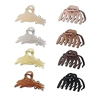 Hair Claw Clips,4 Pieces 3.5'' Large Octopus Claw Clips and 4 Pieces Jelly Hair Claw Clips for Women Hair Accessories for Thin Thick Hair Non Slip Strong Hold for Women