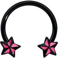 Body Candy 14 Gauge Black Pink Nautical Star Horseshoe Circular Barbell 9/16