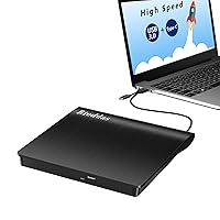 Disk Duplicator External DVD Drive USB 3.0 Type C Portable CD DVD +/-RW Optical Drive Player DVD/CD ROM Burner Reader Writer Compatible with Laptop Desktop PC Windows Linux OS Apple Mac MacBook