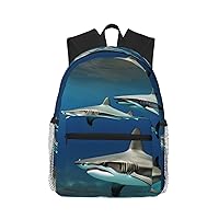 Hammerhead Sharks Print Backpack Casual Backpack Laptop Backpacks Travel Bag Work Computer Bag