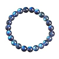 9mm Genuine Natural Labradorite Blue Light Clear Round Beads Women Men Bracelet Jewelry AAAA