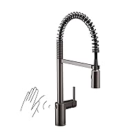 Moen Align Spot Resist Black Stainless Motionsense Wave Sensor Touchless Hands-Free One-Handle High Arc Pre-Rinse Spring Kitchen Faucet, 5923EWBLS