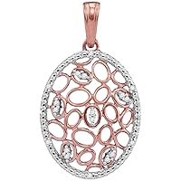 10kt Rose Gold Womens Round Diamond Oval Honeycomb Pendant 1/20 Cttw