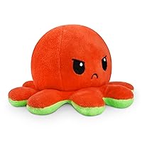 TeeTurtle - The Original Reversible Octopus Plushie - Red + Green - Cute Sensory Fidget Stuffed Animals That Show Your Mood, 4 inch