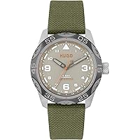HUGO Men's Quartz Analog Watch with Stainless Steel Strap 1530331, Green, Strip