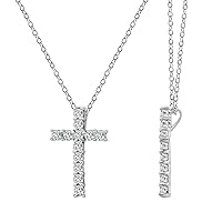 Amazon Essentials Platinum or Gold Plated Sterling Silver Cross Pendant Necklace with Infinite Elements Zirconia, 18
