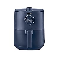 BELLA 3 Qt Manual Air Fryer Oven and 5-in-1 Multicooker with Removable Nonstick and Dishwasher Safe Crisping Tray and Basket, 1400 Watt Heating System, Matte Blue