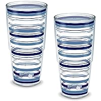 Tervis Made in USA Double Walled Fiesta Insulated Tumbler Cup Keeps Drinks Cold & Hot, 24oz - 2pk, Lapis Stripes