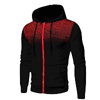 Mens Full Zip Hoodies Jacket Casual Sports Hooded Coat Polka Dot Print Track Jackets Lightweight Jogging Outerwear